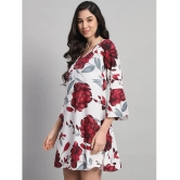 Curvydrobe Crepe Printed Mini Womens A-line Dress - White ( Pack of 1 ) - None