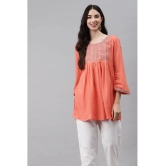 HIGHLIGHT FASHION EXPORT - Peach Rayon Womens A-line Kurti ( Pack of 1 ) - L