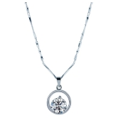 Silver Shine Silver Plated Chain with Solitaire Diamond in Circle Pendant for Women - Silver