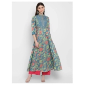 Vbuyz Turquoise Cotton Anarkali Kurti - M