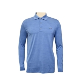 Greg Norman Long Sleeve Space Dye Polo Tshirt-OCEAN BLUE / XL