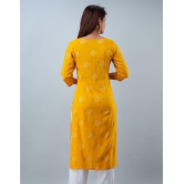 Doriya Rayon Printed 3/4th Sleeves Straight Yellow Kurti Single - None