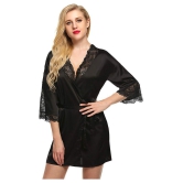 CELOSIA Satin Robes - Black Single - L