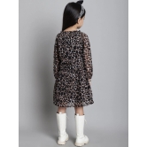 MINI & MING Girls Animal Print Georgette Fit & Flare Dress