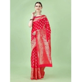 LEELAVATI Banarasi Silk Embellished Saree With Blouse Piece - Red ( Pack of 1 ) - Red