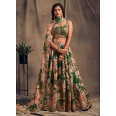 Green Wedding Wear Floral Print Embroidery Work Lehenga Choli