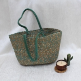 Green Jute Tote Bag - Green color