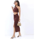 Ketch Burgundy Solid Skirt Top Set - None