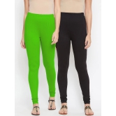 Women Black & Green Pack of 2 Solid Churidar-Length Leggings