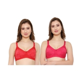 KYODO Pack of 2 Poly Cotton Non Padded Womens Everyday Bra ( Multi Color ) - 34B