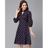 Selvia Crepe Printed Midi Womens A-Line Dress - Navy Blue ( Pack of 1 ) - None