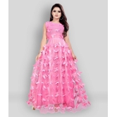 Apnisha - Pink Flared Net Womens Stitched Ethnic Gown ( Pack of 1 ) - Free Size