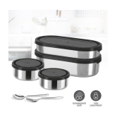 Milton Triple Decker Stainless Steel Lunch Box, Black