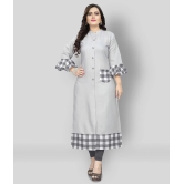 Lerkiza - Off White Cotton Womens Straight Kurti ( Pack of 1 ) - 5XL