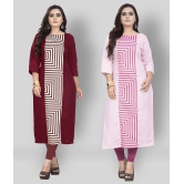 Lerkiza - Multicolor Cotton Womens Straight Kurti ( Pack of 2 ) - L