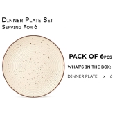 Handcrafted Reactive Glaze Ceramic Dinner Plates, 6 Pieces Serving for 6, Microwave and Dishwasher Safe, Bone-ash Free, Full Plate Set Crockery for Dining and Gifting, Begie