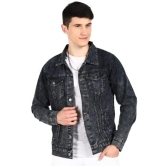 Men Black Slim Fit Brand Print Denim Jacket