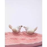 Jewellery Holder Tray, Crafted Bird, for Dressing Table, Ring Dash, Rectangular, Pink, Ceramic