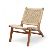 Orchid Homez Hand Woven Lounge Chair Solid Wood Outdoor Chair (Natural, Pre-Assembled) (Off- White)