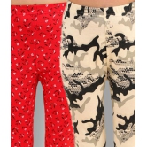 Kids Cave - Red Cotton Blend Girls Leggings ( ) - None