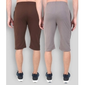 Zeffit - Brown Cotton Blend Mens Three-Fourths ( Pack of 2 ) - None