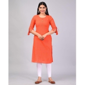 MAUKA Rayon Printed Straight Women's Kurti - Orange ( Pack of 1 ) - None