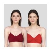 TCG - Maroon Cotton Blend Non Padded Womens Everyday Bra ( Pack of 2 ) - None