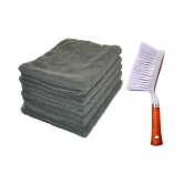 INGENS Combo of Car and Carpet Cleaning Brush and Microfiber Cleaning Cloths,40x40cms 250GSM Highly Absorbent, Lint and Streak Free,Wash Cloth for Car, Window Grey(Pack of 5 Cloth and 1 Brus