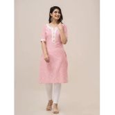 Frionkandy Cotton Printed Straight Womens Kurti - Pink ( Pack of 1 ) - None