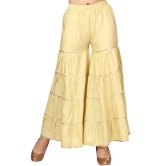 Women Gold-Toned Flared Handloom Palazzos