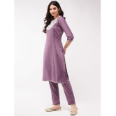 Pannkh - Purple Art Silk Womens Straight Kurti ( Pack of 1 ) - None