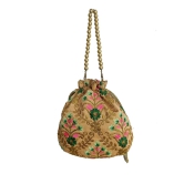 Handicraft Zari Worked Potli Handbag for Girls & Women Golden