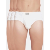 Men's Super Combed Cotton Solid Poco Brief with Ultrasoft Concealed Waistband - White(Pack of 3)