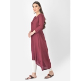 Pistaa - Wine Viscose Women's Asymmetrical Kurti ( Pack of 1 ) - None