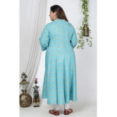 Swasti Cotton Blend Printed A-line Womens Kurti - Blue ( Pack of 1 ) - None