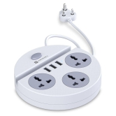 Portronics Power Plate 5:Power Converter With USB Charger ,White (POR 1359)