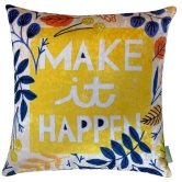 Make It Happen Modern Chic Designer Velvet Cushion Cover (Multicolour, 16x16in (40cm x 40cm))