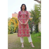 Vbuyz Cotton Printed Straight Womens Kurti - Pink ( Pack of 1 ) - None