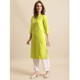 Pistaa - Lime Green Cotton Women''s Front Slit Kurti ( Pack of 1 ) - None