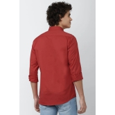 Men Red Slim Fit Solid Full Sleeves Casual Shirt