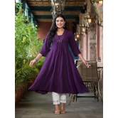 Juniper Rayon Solid Flared Womens Kurti - PURPLE ( Pack of 1 ) - None