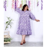 Swasti Cotton Blend Printed Anarkali Womens Kurti - Purple ( Pack of 1 ) - None