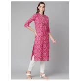 Divena - Pink Cotton Womens Straight Kurti ( Pack of 1 ) - 3XL