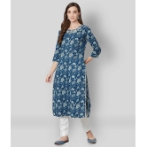 Divena - Blue Cotton Womens Straight Kurti - 3XL