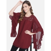 ALL WAYS YOU PRIVATE LIMITED Poly Crepe Fabric Western Wear With Half Sleeves & Round Neck Red L