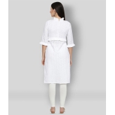 NUEVOSDAMAS - White Cotton Blend Womens Straight Kurti - L