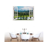 Asmi Collection Beautiful Mountain Landscape Window Illusion Nature Sticker ( 60 x 90 cms )