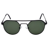 Stylish Round Full-Frame Metal Polarized Sunglasses for Men and Women | Green Lens and Black Frame | HRS-KC1012-BK-GRN-P