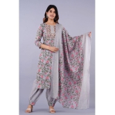 Doriya - Grey Straight Cotton Blend Women's Stitched Salwar Suit ( Pack of 1 ) - None