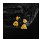 LUV FASHION Golden Jhumki Earrings ( Pack of 1 ) - Golden